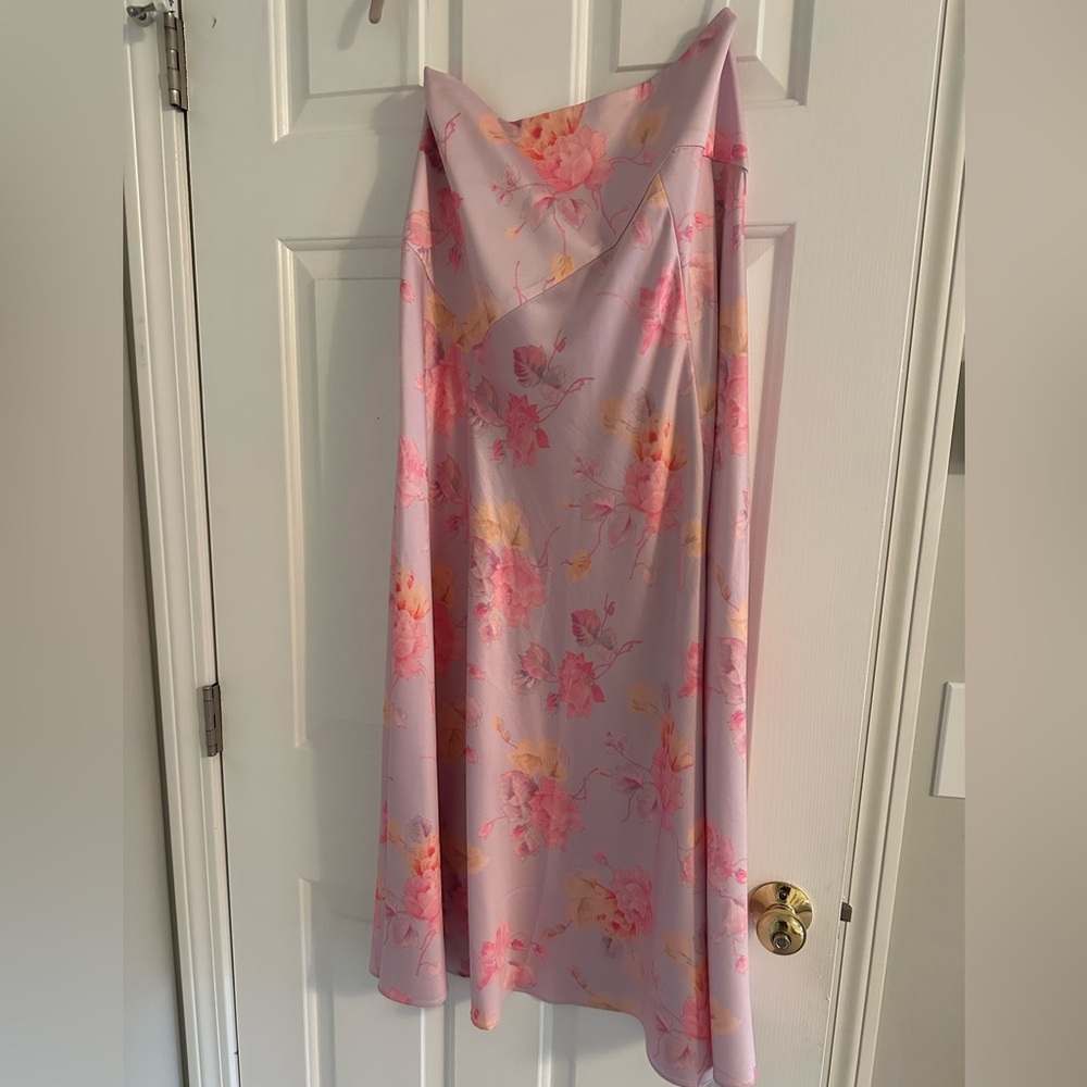 LoveShackFancy Satin Floral Maxi Skirt